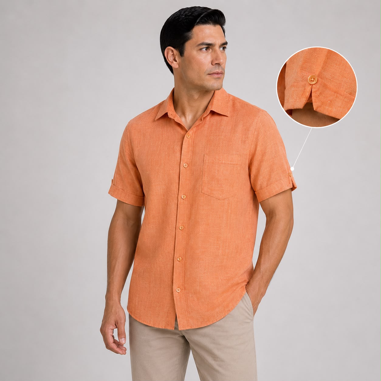 CAMISA MANGA CORTA ESTILO GUAYABERA